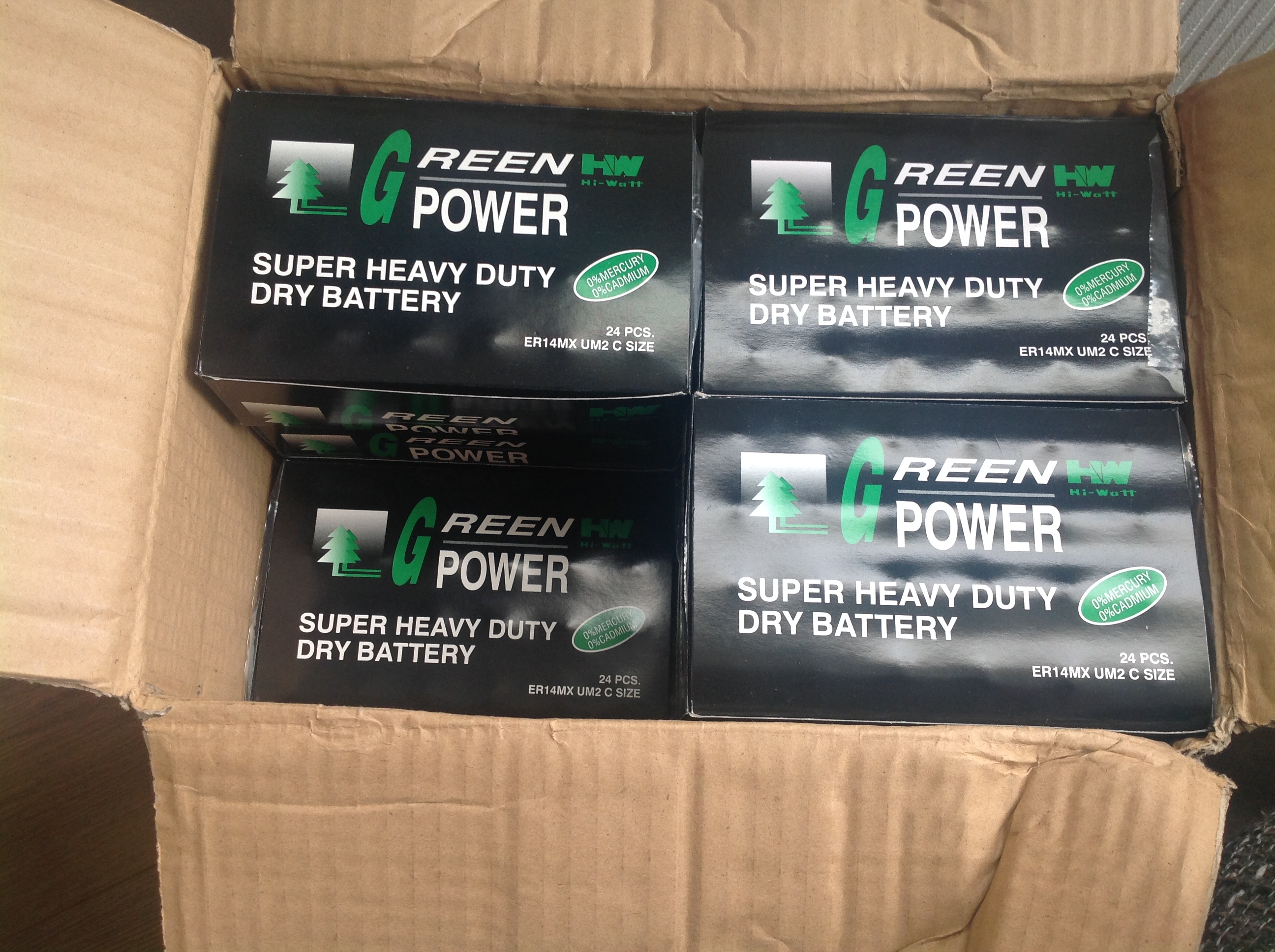 C size batteries 20 cases per box