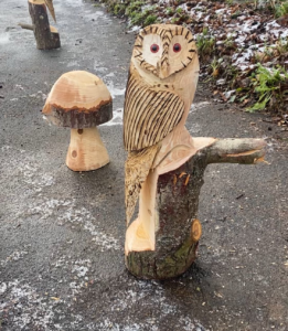 Sculptured Wooden Owl
